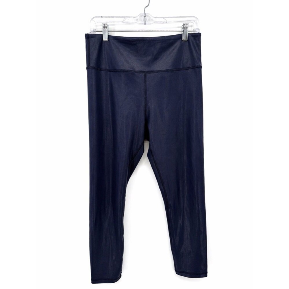 Zyia Active Blue Metallic Leggings Light N Tight 7/8 Size 12